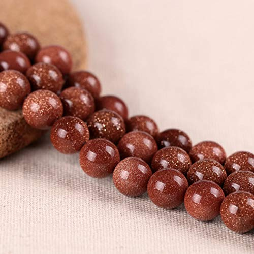 Perlin Edelstein Natur Goldstein Gold Sandstein 6mm Kugel Goldfluss 18stk Perle mit Loch zum auffädeln Schmuckperlen Edelsteine Halbedelstein