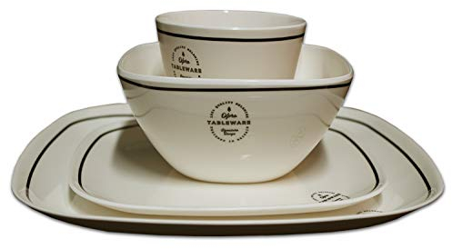 OLPRO Signature - Set da tavola da campeggio, 8 pezzi, piatto, ciotola, tazza per 2 persone, leggero, per adulti e bambini, lavabile in lavastoviglie, ideale per picnic e uso all'aperto