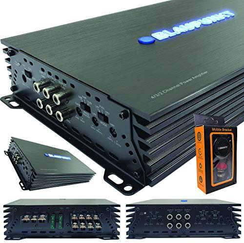 Blaupunkt AMP1404 Car Audio 4-Channel Amp Amplifier 1500 Watts Max Peak Power with Gravity Magnet Phone Holder Bundle