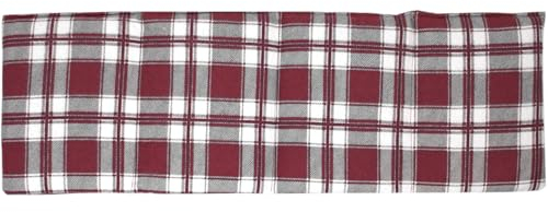 Cojín de semillas de uva de 4 cámaras, 20 x 60 cm, de franela, a cuadros rojos, cojín de calor y frío, cojín de semillas