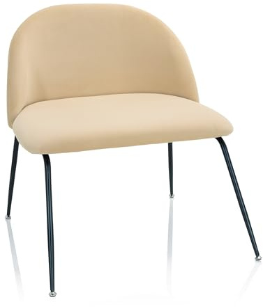 hjh OFFICE 645056 Samt Stuhl VELVO Beige Polsterstuhl Besucherstuhl Sessel mit Metallbeine, bequem gepolstert, modern