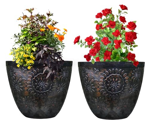 SG Traders Pack Of 2 X-Large Plastic Round Chengdu Garden Plant Pots Planter Indoor Outdoor Pots Top Diameter Flower Pots with Drainage Holes, Beautiful Planters for Your Garden Needs (30, 36, 40cm)