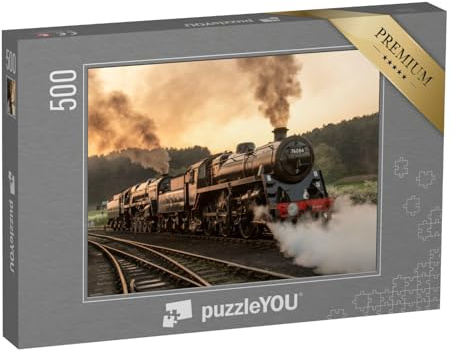 puzzleYOU: Puzzle 500 Teile „Dampflokomotiven mit doppeltem Kopf“ – aus der Puzzle-Kollektion Lokomotive