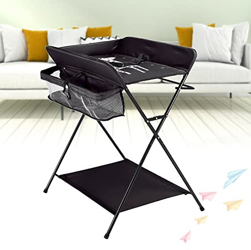 SHZICMY Klappbare Wickelkommode mit Wickelauflage, Faltbarer Wickeltisch Tragbarer Wickelkombi Klappwickeltisch Reisewickelkommode bis 25kg