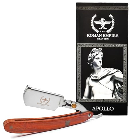 Razor Blades Club-Rasoir droit Apollo de l'Empire romain | Rasoir pour barbe, moustache et contours|1 unité (1 paquet)|Argent