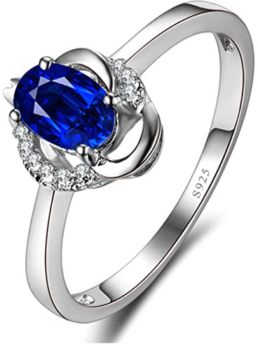 Bishilin Ringe Silber 925 Damen, Ring Verlobung Blume mit Blau Zirkonia Trauringe Nickelfrei Freundschaftsring Silber Größe 49 (15.6)