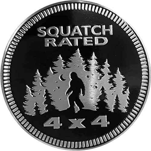 Squatch Badge Rated Car Emblem, 4 x 4 Metal Automotive Bigfoot Badge 3D Metal Car Badges Emblems Round Emblem Decals Badge Decals Stickers Compatible with Jeep Wrangler Vehicles Trucks SUV