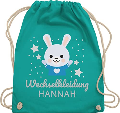 Turnbeutel Rucksack - Kita Beutel Wechselsachen Mädchen - Wechselkleidung Hase - Unisize - Türkis - kindergarten wechselbeutel personalisierte kinder beutelrucksäcke jungen kindergartenbeutel