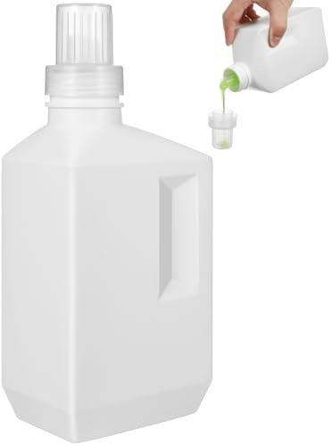 1000ml Empty Laundry Detergent Bottles Refillable Plastic Liquid Dispenser with Leak Proof Double Layer Return Mouth Wide Opening Storage Container Jar for Fabric Softener Organizer White