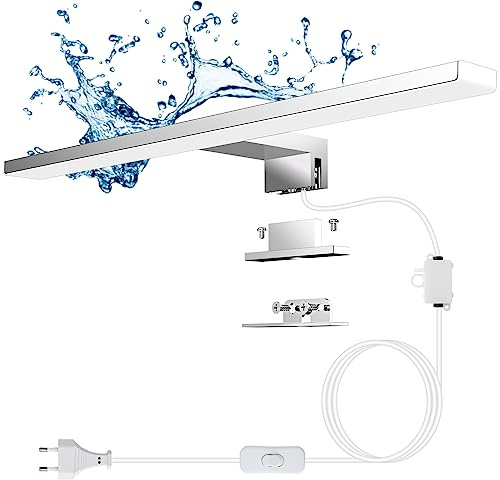 LED Spiegelleuchte Bad mit Schalter und Stecker 5W,300mm 500lm, 4000K | Neutralweißes Spiegellampe Badezimmer 230V Badlampe Spiegel für Spiegelschrank