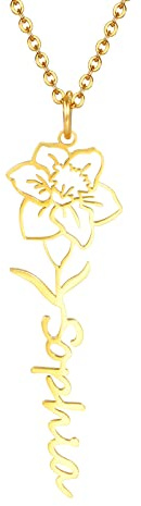 XUANPAI Namenskette Personalisierte Damen Kette, Geburtstag Blume Kette mit Name, 18K Rosegold/Gold Vergoldet mit Name, Geschenk für Herren, Freundin, Mädchen, Mutter, Schwester
