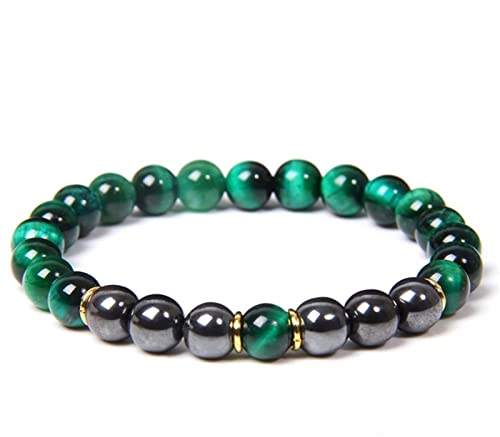 Stfery Freundschaftsarmband Cool, Armkette Herren Grün Tigerauge Paar Mode Perlen 29.2cm Kristall Armband Chakra Damen Modeschmuck