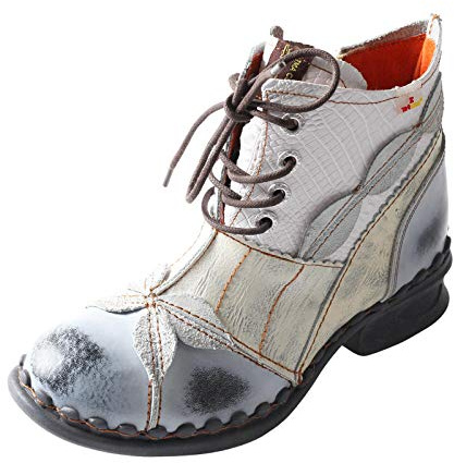TMA EYES Zapatos de mujer de cuero hechos a mano, botines de mujer con cordones