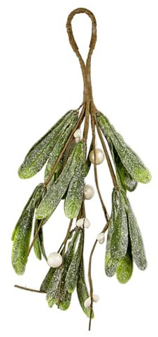 Artificial Frosted Mistletoe Sprigs Bunches Stems with Berries 21cm long. Christmas mistletoe pick ideal for wreaths & garlands, Christmas tree, home or office decor.6787