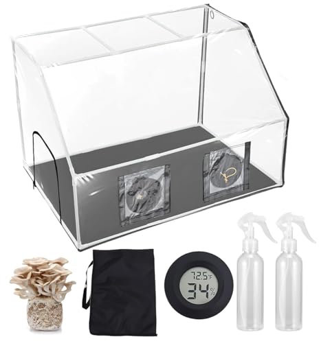 OPSREY Still Air Box Mycologie des Champignons, Tente de Conteneur de Culture de Champignons Portable, Kit Monotub de Champignons de Boîte de Culture avec 2 Pulvérisateurs et Thermomètre, Stations de