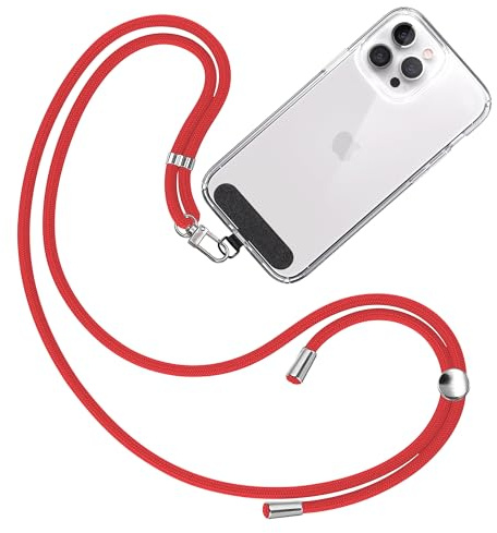 TBOC Cordino per Cellulare da Collo con Toppa di Fissaggio in Tessuto [Nero] per Telefono Cellulare - Laccio per Cellulare da Collo - Cordino Cellulare Universale