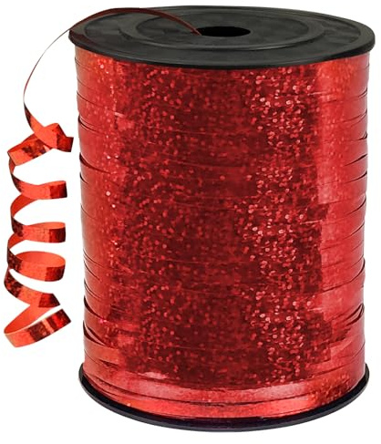 450 Meter Geschenkband Rot - DATEFUN 5mm Rotes Band - Glitzer Ringelband Ballonband für Weihnachtsdeko, Ballonverschlüsse, Geschenkverpackung, Hochzeitsdeko
