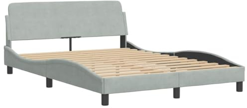vidaXL Sängram Dover ljusgrå 120x200 cm sammet, dubbelsäng, säng, säng ram, dubbelsängar, sängar, säng ramar, sängram med huvudgavel