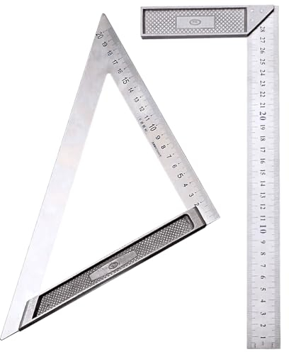 LNGJIN 45 90 Grad Winkel Anschlagwinkel,200mm & 300mm Zimmermannswinkel Winkelmesser,Metrisches Dreieckslineal aus Aluminium,Tischlerwinkel,Schreinerwinkel,zum präzisen Anreißen & Zeichnen