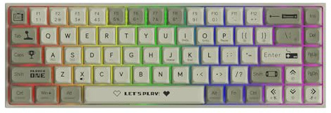 FIRSTBLOOD ONLY GAME. Tastiera meccanica cablata AK680, 68 tasti, layout grigio-bianco, tastiera da gioco USB sostituibile a caldo con interruttori marroni