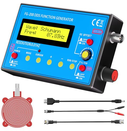 1Hz-500kHz DDS Signal Generator with Schumann Resonator, Portable Multifunction Waveform Generator with AC/DC Power, Ideal for Oscilloscope Calibration, Audio Testing, and Stress Relief