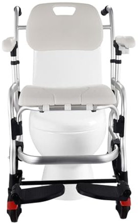 Joyfitness Toilettenstuhl mit Rollen/über dem Toilettenstuhl, Badezimmer-Dusch-Toilettenstuhl mit Rollen, Duschstuhl für die Innendusche, Badestuhl, tragbare Toilettentoilette für den Heimgebrauch