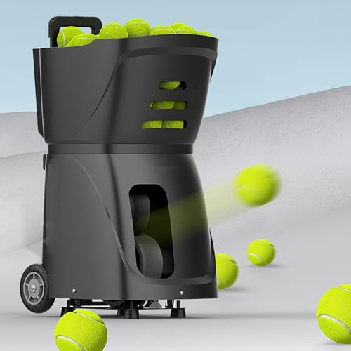 YLANMEI Tennis-Trainingsgerät, Hochleistungs-Ferngesteuerte Tennis-Pitching-Maschine mit Erweiterten Einstellungen, Tragbar für das Solo-Training Professioneller Trainer,Black