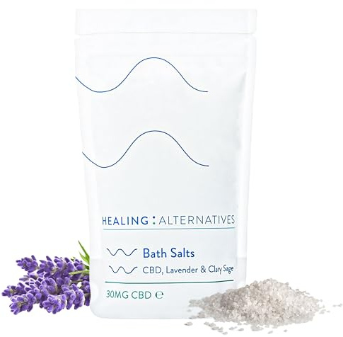 Healing Alternatives CBD Bath Salts, 200g | Lavender & Clary Sage | 30mg Broad-Spectrum CBD with Dead Sea Salts & 21 Minerals | Joint Mobility, Hormonal Balance & Relaxation | Menopause Support