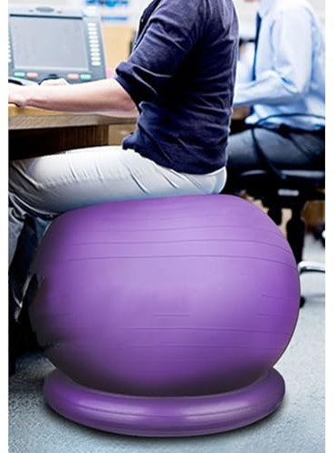 Sitzball Stuhl für Büro Zuhause Schreibtisch, Yoga Ball Fitness Pilates Ball mit Stabilitätsbasis & Widerstandsbändern, Balance Fitness Ball Sitz zur Linderung von Rückenschmerzen
