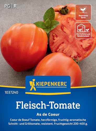Kiepenkerl Fleisch-Tomatensamen As de Coeur 1037240, Gemüsesaat | Herzförmig, fruchtig- aromatisch, für Freiland, Gewächshaus & Topf