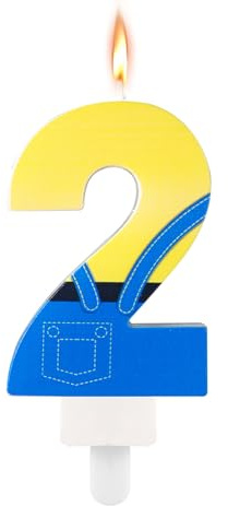 Anime Themed Candles, Cartoon Blue and Yellow Birthday Candles Cute Blue Jeans Cartoon Happy Birthday Candles Birthday Number Candles Perfect Birthday Cake Decorations(Number 2)