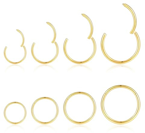 jagosen 18G näspiercing septum rostfritt stål kirurgiskt rostfritt stål 8 st brosk ring örhängen gångjärn ringar piercing läpp Helix näsa svart 8 mm/10 mm/12 mm/14 mm, 6mm, 8mm, 10mm, 12mm, Rostfritt