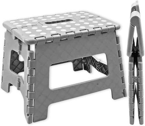 FACILITYS Marchepied Pliable Plastique Compact Sécurisé Charge 150 kg | Marchepied pliable en polypropylène avec plateforme 28,5 x 21,5 cm, patins antidérapants et charge max 150 kg