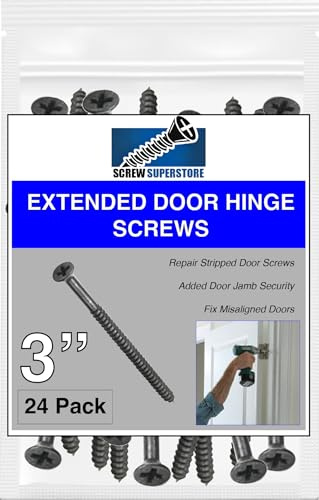 Oil Rubbed Bronze Wood Screws 9 X 3 Inch – Extra Long Steel Door Hinge Screws - Door Security Screws - 24 Pack