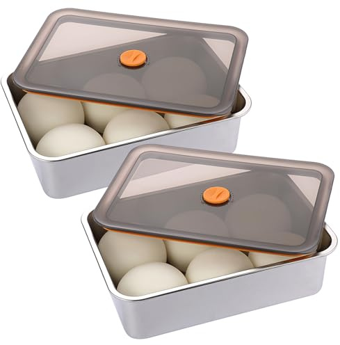 SUMNACON 2 scatole per lievitazione di impasti per pizza in acciaio inox con coperchio, 4200 ml