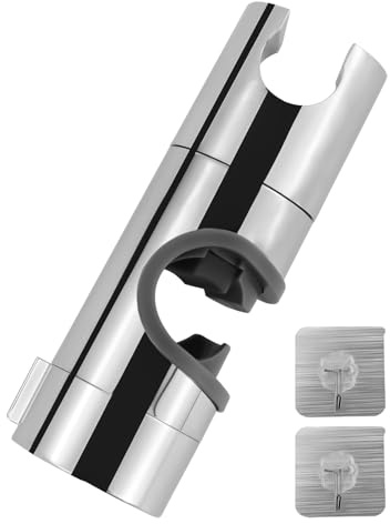 Support de douche à main, support de douche universel ajustable 18-25 mm, support de douche réutilisable et rotatif à 360°, avec 2 crochets, pour pommeau de douche, salle de bain (argent)