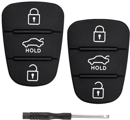 3 Tasten Autoschlüssel Tastenfeld für Hyundai 2 Stück Auto Schlüsselgehäuse Fernbedienung Gummi Schlüssel Gehäuse Kompatibel mit Hyundai ix35 ix20 i30 i20 i10 Kia Sportage Soul Ceed Rio Picanto Venga