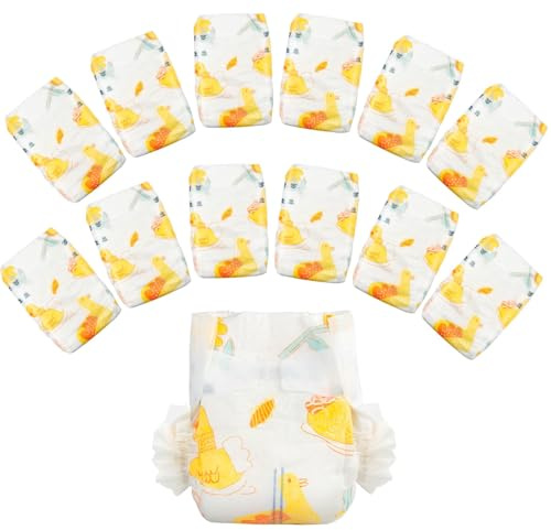 12-Pieces Reborn Baby Doll Accessories Diapers Reusable for 17-24 Inch Baby Doll Velcro Diapers Adjustable Underwear, Quite Duck Style
