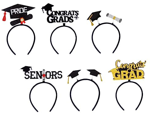 MAGICLULU 6 Piezas Diademas Graduación Gorro Fiesta Decorativas para Fotos Accesorios para Celebrar Fin de