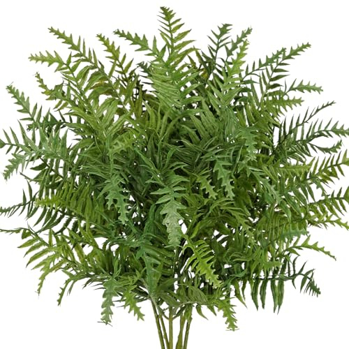 Hollyone 2 racimos artificiales de helecho Boston de 50 cm, plantas de helecho falsas con hojas artificiales, racimo de vegetación interior para jardín, oficina, mesa, hogar, centros de mesa