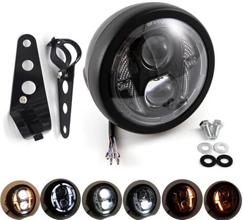 APEBAZY 6,5 Zoll Led Scheinwerfer Motorrad Rundes Motorrad Scheinwerfer E Geprüft für Dyna Street Bob Super Wide Glide Low Rider Night Rod Train Softail Deuce Custom Sportster