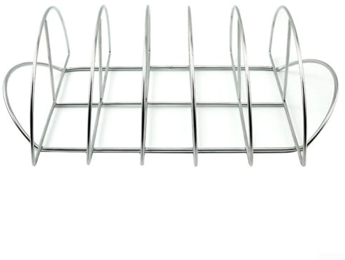 Yuanpgky Griglia rotonda in acciaio inox per barbecue, bistecca e pollo, strumento di cottura senza barbecue, 38,5 x 25 x 12 cm