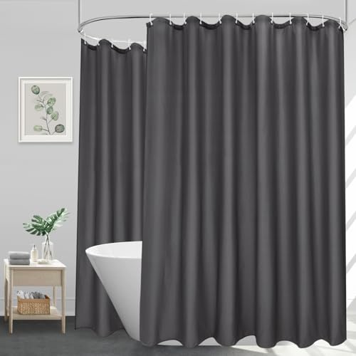 EurCross Tenda da doccia extra larga, 300 x 180 cm, impermeabile, in tessuto, per bagno, extra grande, grigio scuro, antimuffa, lavabile, con 20 anelli
