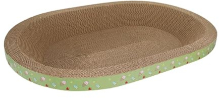 Zambuph Kratzbrett aus Wellpappe für Katzen – Katzenbett aus Pappe – Sorgt für bequemen Schlaf, Ruhe und Bewegung – Kratzmöbel Wellpappe, Gelbgrün, 43 x 28 x 8 cm