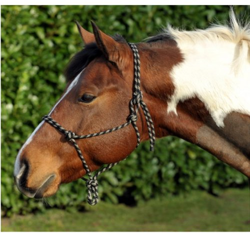 HKM Knotenhalfter schwarz/beige Cob/Vollblut