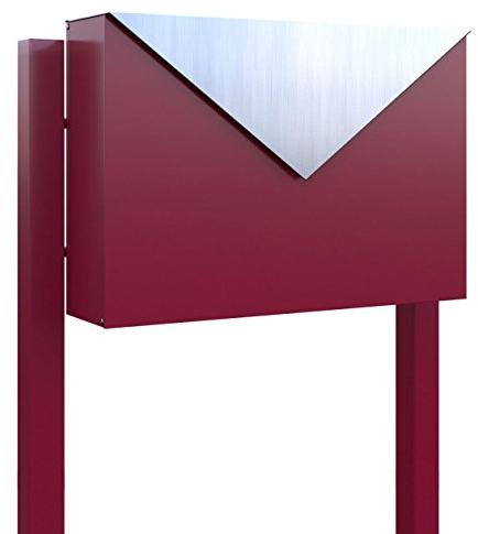 Standbriefkasten, Design Briefkasten Letter Rot/Edelstahl - Bravios