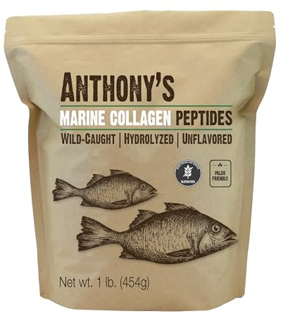 Anthony's Hydrolyzed Marine Collagen Peptides, Gluten-Free, Paleo and Keto Friendly, Unflavored, 1-Pound