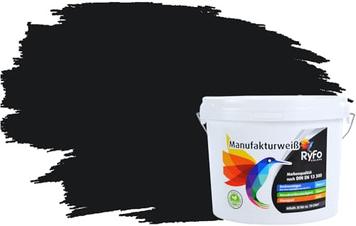 RyFo Colors Bunte Wandfarbe Manufakturweiß Schwarz 3l - weitere Grau Farbtöne und Größen erhältlich, Deckkraft Klasse 1, Nassabrieb Klasse 1