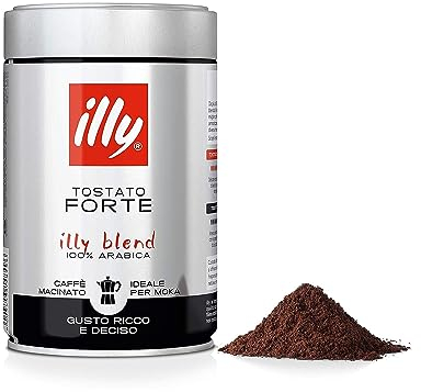 illy Caffè macinato per moka Tostato FORTE, Barattolo da 250 grammi