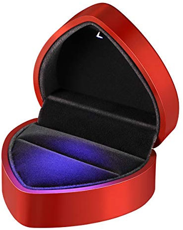 - Scatola per Anelli di Matrimonio, Luminosa, in, a Forma di Cuore, con Luce LED, Decorazione per San, Matrimonio, Compleanno, Colore: Rosso